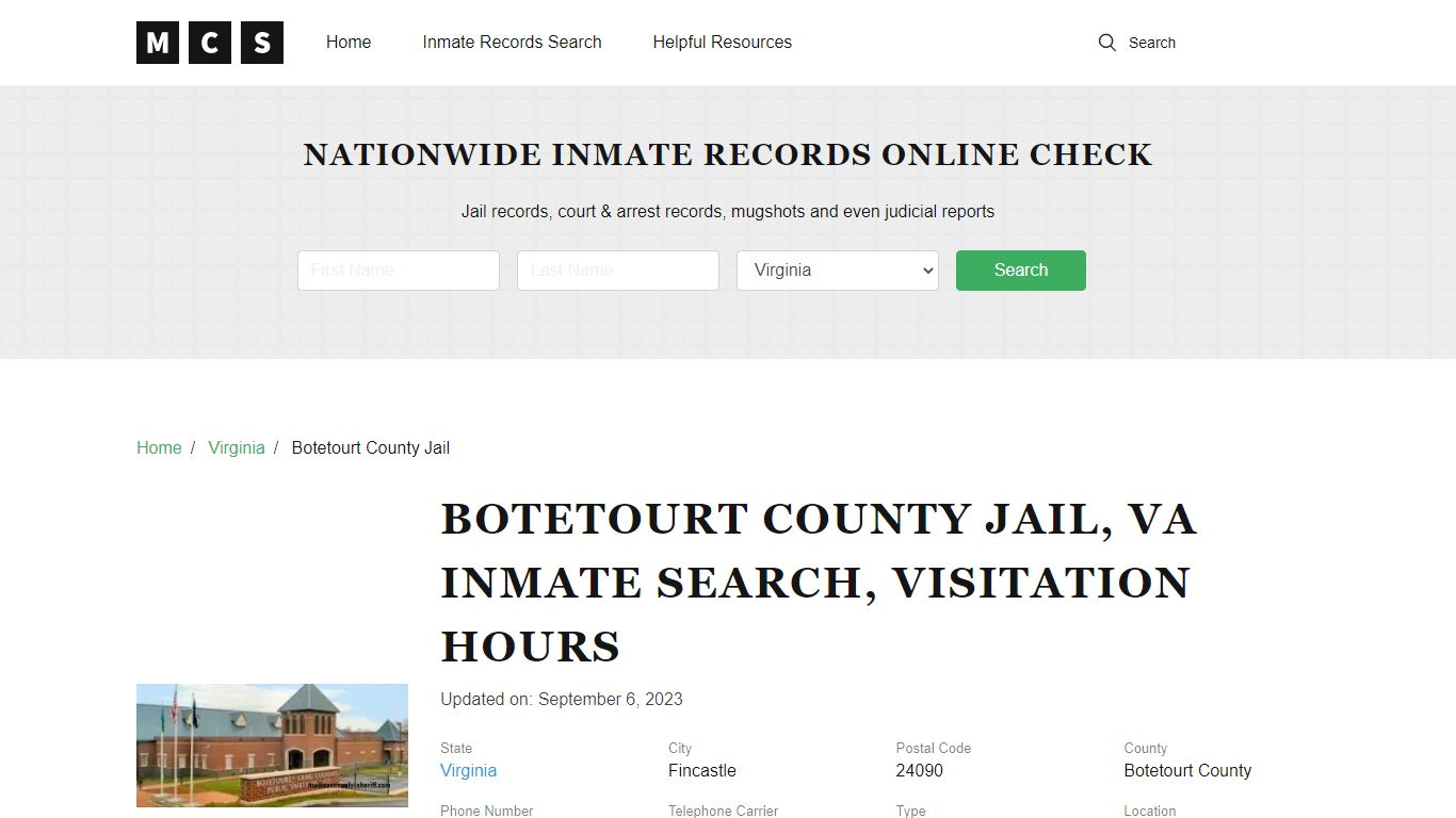 Botetourt County, VA Jail Inmates Search, Visitation Rules
